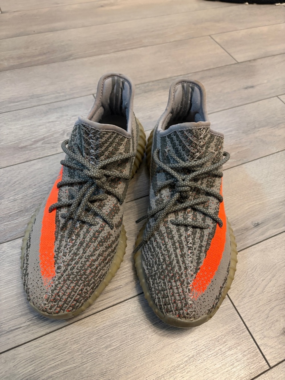 Yeezy Boost 350 V2 Grey with Orange Stripe Men's Sneakers